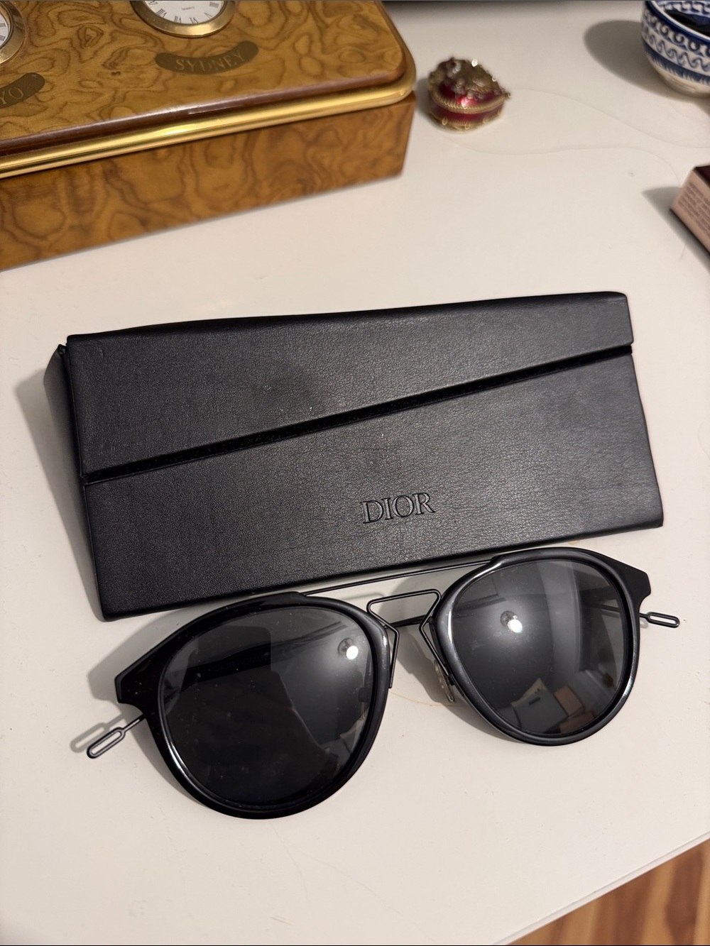 Dior Black Round Sunglasses with Dark Lenses